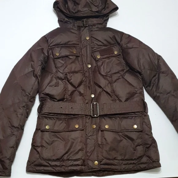 Barbour Nation Down Umber Brown Hooded Jacket - Picture 3 of 12